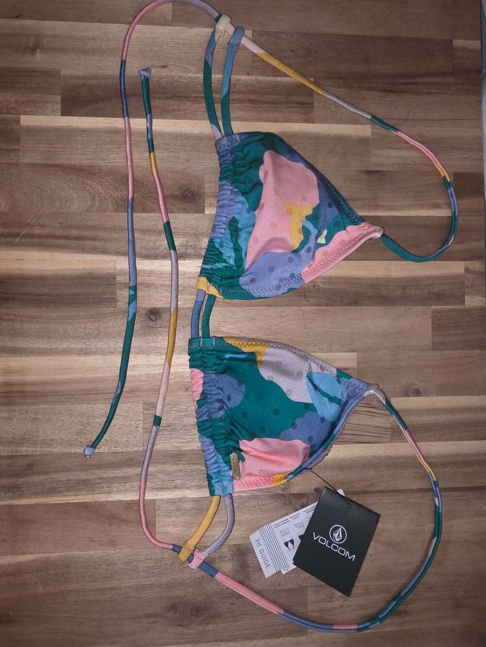 Volcom Growing On Me Tri Bikini Top Multi-Colored Size XS